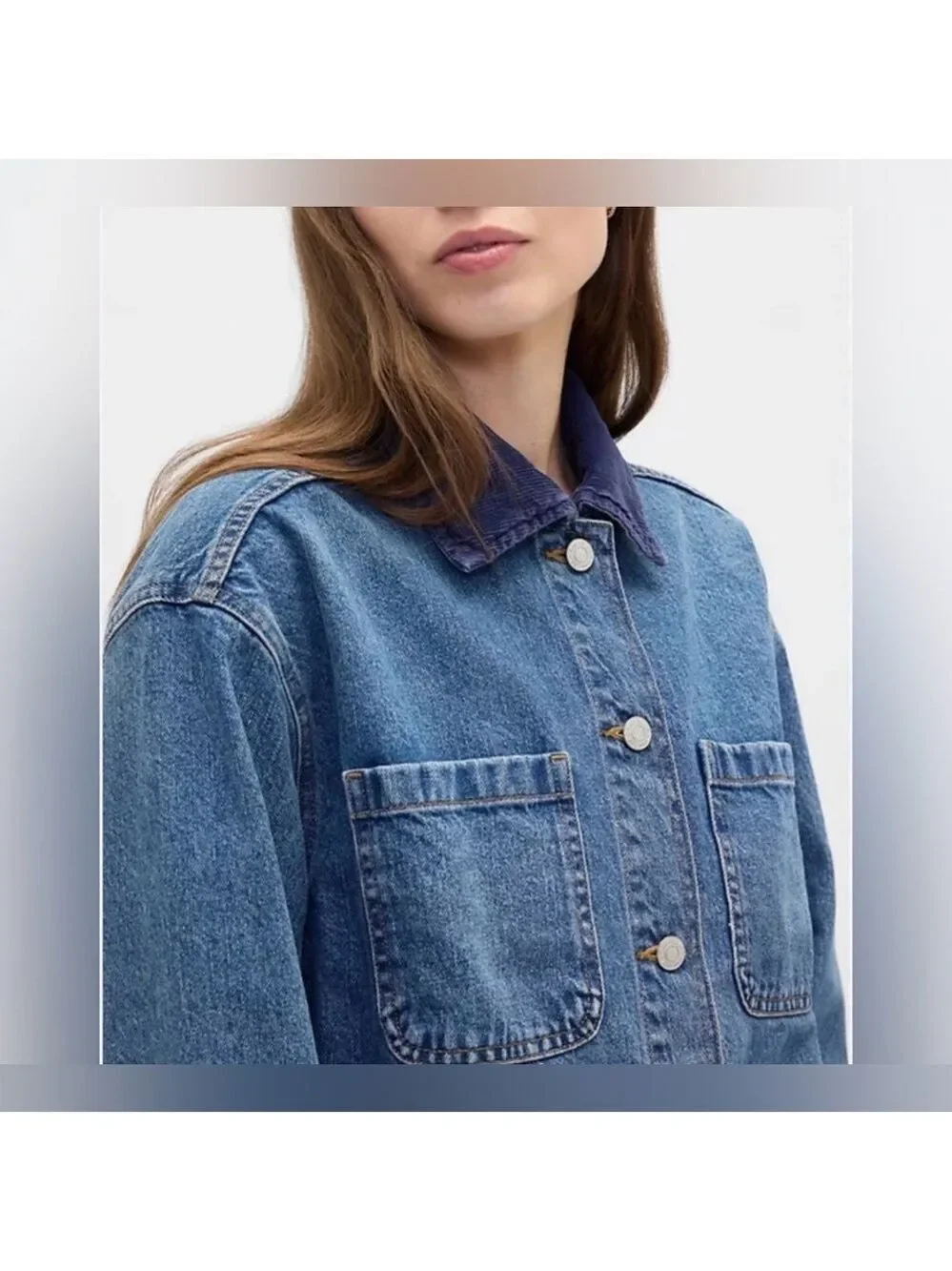 Gap Relaxed Denim Farm Utility Chore Jacket Coat NWOT XS Workwear Ranch - Picture 2 of 10